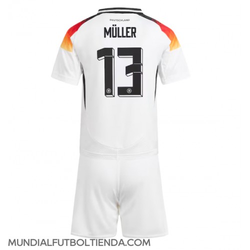 Camiseta Alemania Thomas Muller #13 Primera Equipación Replica Eurocopa 2024 para niños mangas cortas (+ Pantalones cortos)